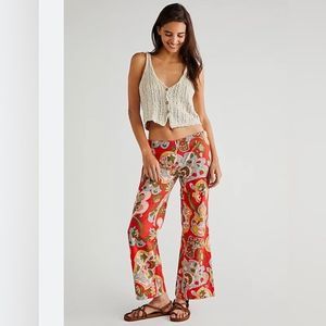 Free People Red Retro Flare Bell Bottom
Floral Pants Size 2